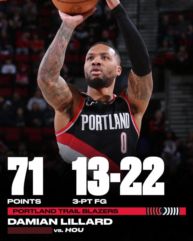 开拓者击败热火，利拉德砍下关键三分